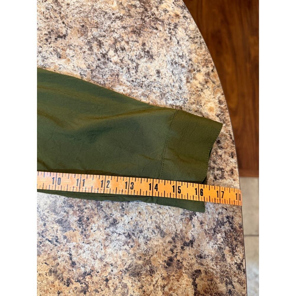 Moss Green Crinkle Style J. Jill Button Down Long-Sleeve Business Casual- Sz L - Picture 10 of 11